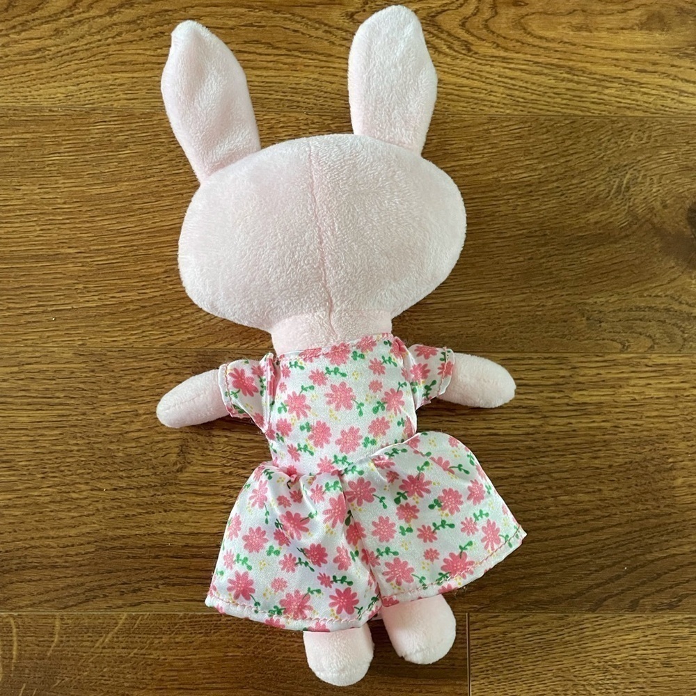 Pink floral bunny stuffed figure plush - Picture 2 of 4